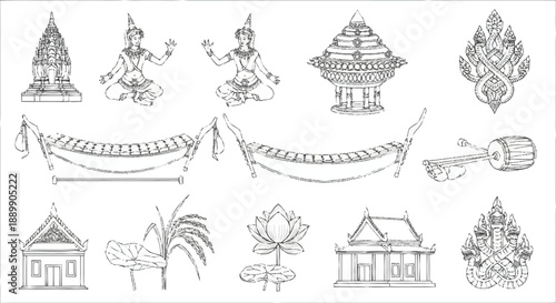 Traditional Thai cultural and architectural in black and white Thai culture traditional architecture