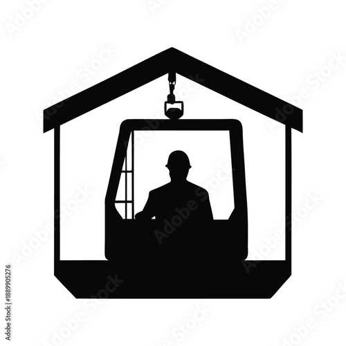 crane operator inside cabin black silhouette flat  (6).eps