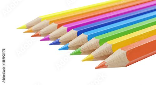 Colorful Pencils Arranged in a Rainbow Pattern