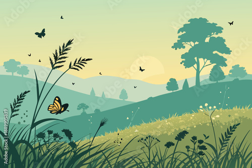 Sunlit Meadow Butterfly Drift