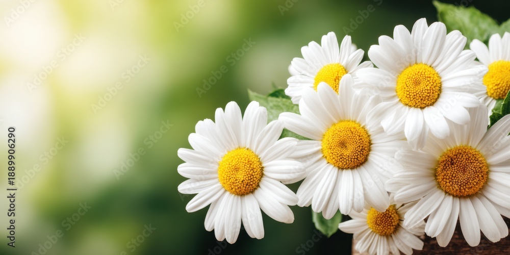 Fototapeta premium Daisy flowers blooming, nature background 