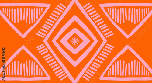 Vibrant geometric pattern featuring triangles and diamonds in a symmetrical design viewed from directly above, referencing jan work (498).ai for style inspiration