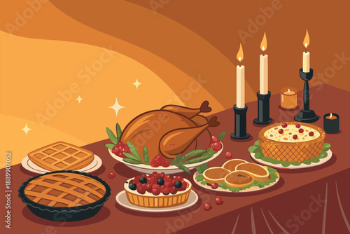 Thanksgiving Dinner Table Cozy Spread
