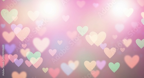 Soft Valentine s Day Backdrop with Pastel Heart Bokeh, Dreamy Effect for Sweet Romantic Backgrounds