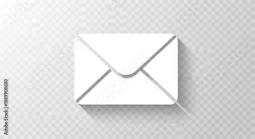 A clean white envelope icon with a subtle shadow on a transparent background illustrates