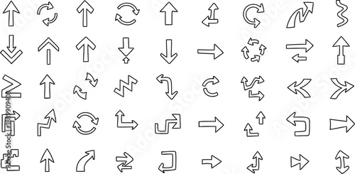 Set of directional arrows and symbols
