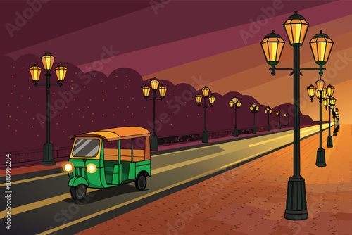 Tuk Tuk Street Ride Warm Night