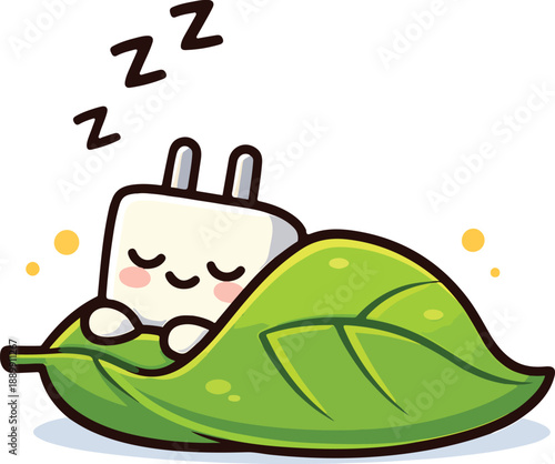 Cute Sleeping Character On Leaf Cartoon Illustration