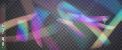 Iridescent Prism Background. Rainbow Light Leak Effect.  Glass Overlay With Sun Glare, Neon Streaks, And Subtle Gradient Shimmer. Iridescent Crystal Prism Background With Light.