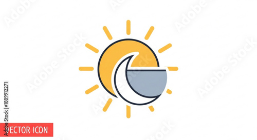 Partial Solar Eclipse Icon Vector Illustration