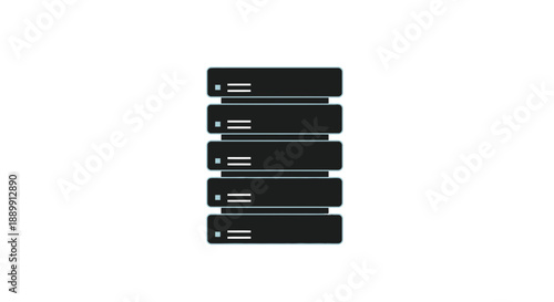 Stack of black server computers on white background data storage and technology concept
