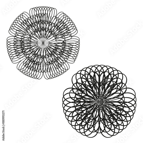 Extraordinary mandala Vector. Sophisticated ornament identifications. Monochromatic lace emblem. Symmetrical circular graphics
