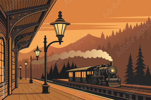 Vintage Train Station Platform