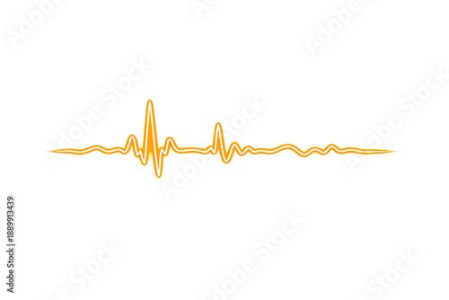 Abstract Orange Heartbeat and Sound Waveform Line on Black Background Representing Pulse Monitoring, Audio Signal, and Medical Data Visualization