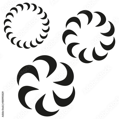 Extraordinary leaf spirals. Extraordinary vortex Vector. Sophisticated rotation symbol. Extraordinary circular structures
