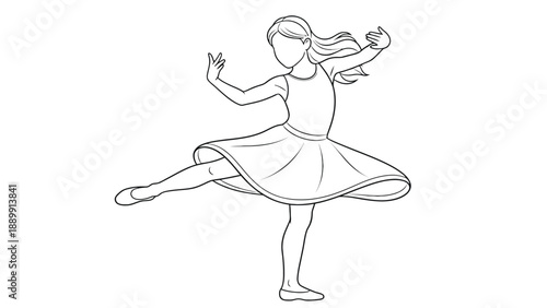 Graceful young female dancer performing a classic ballet pose for performing arts education and creative wellness industry business branding identity resources.