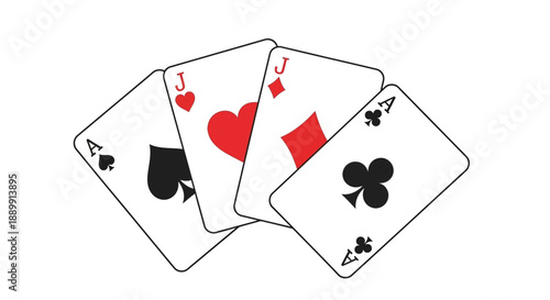 Stylized playing cards featuring a mix of jacks and aces on a clean white backdrop