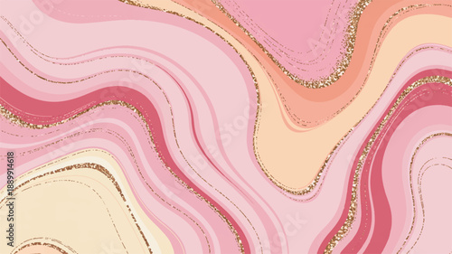 Elegant Marble Texture with Pink, Peach, and Gold Swirls A Luxurious Abstract Digital Art Design