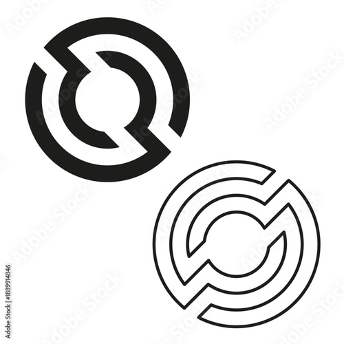 Professional circular links. Connected Vector symbols. Extraordinary loop signs. Professional branding emblems