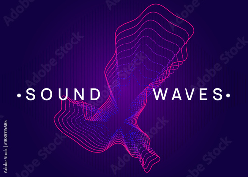Sound Background. Trance Cover. Violet Discotheque Poster. Fest Event. Blue Dj Magazine. Soundwave Audio Invitation. Edm Concert Element. Green Sound Background