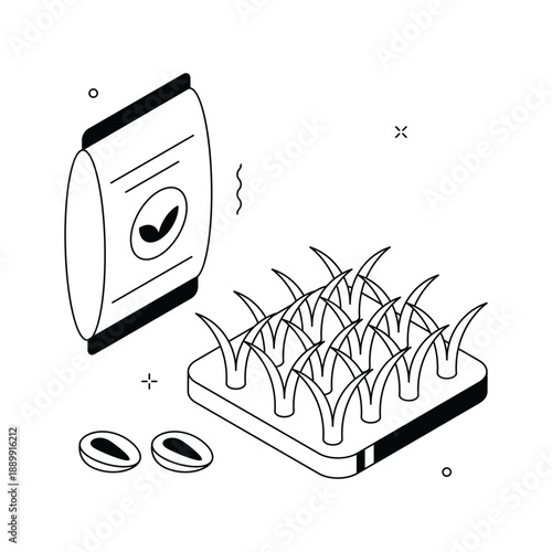 Visually appealing isometric illustration of crop growth and cultivation process