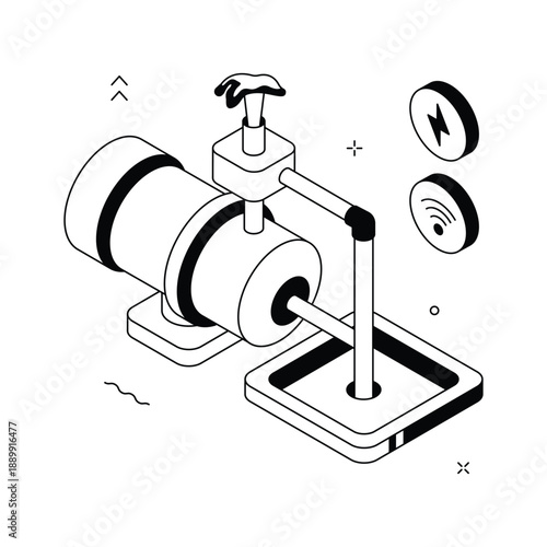 A customizable isometric illustration of agriculture sewage treatment system