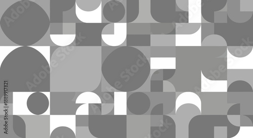 Monochrome Geometric Composition with Circular Elements and Squares for Artistic Presentation