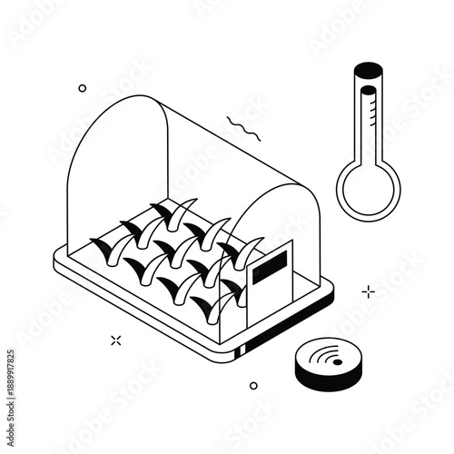 An amazing isometric illustration of smart greenhouse farming environment