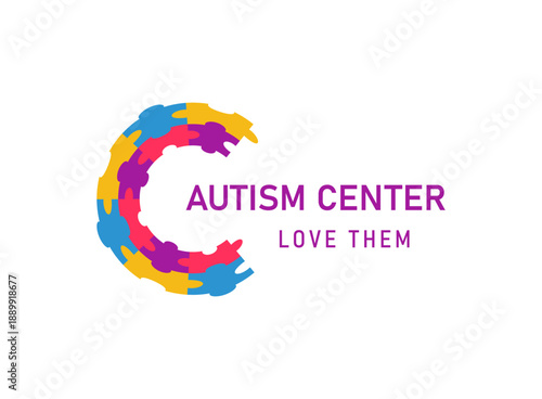 Autism Center Logo  Colorful Puzzle Pieces Design