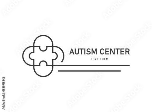 Autism Center Logo  Minimalist Puzzle Key Line Art