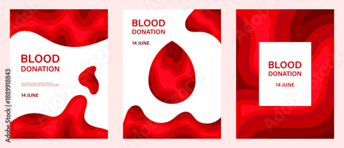Blood Donation 14 June  Layered Red Paper Cut Poster Set