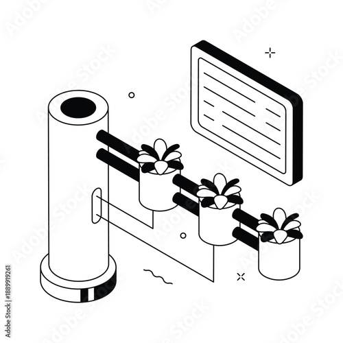 A visually engaging isometric illustration of indoor hydroponic farming