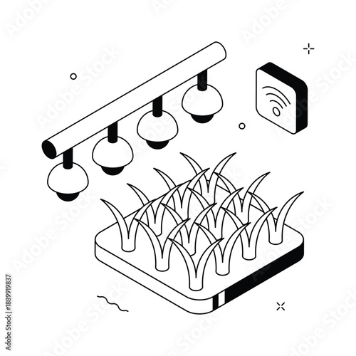 A premium isometric illustration of smart farming technology ecosystem