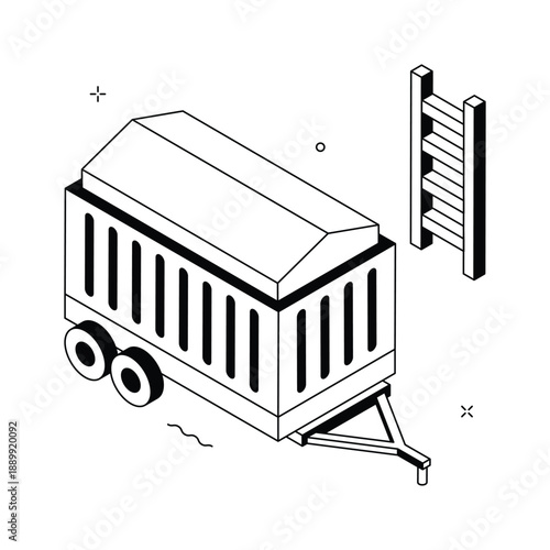 A well designed isometric illustration of farm trailer for agriculture
