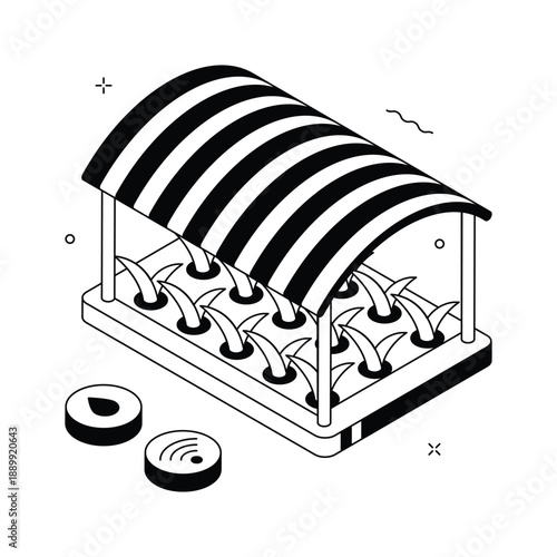 A premium isometric illustration of smart greenhouse farming system