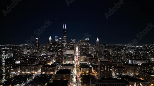 Wallpaper Mural Cityscape Night View with Illuminated Skyscrapers. Torontodigital.ca