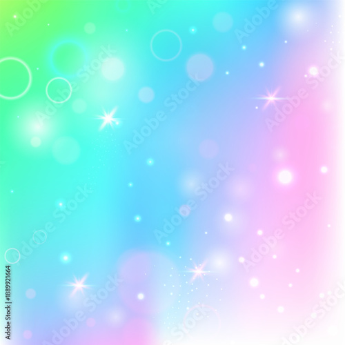 Magic Invitation. Yellow Unicorn Background. Kawaii Gradient. Holographic Girlish Mesh. Green Blurred Pattern. Pink Abstract Hologram. Rainbow Glitter. Cute Magic Invitation.