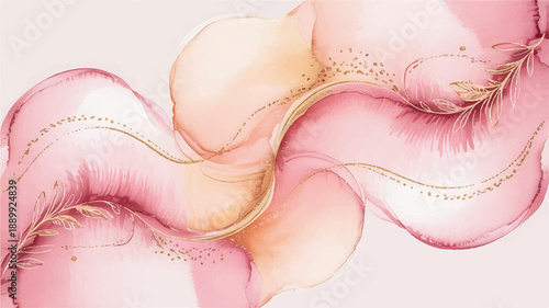 Ethereal Watercolor Swirls A Delicate Blend of Pink, Peach, and Gold Accents for a Soft, Dreamy Aesthetic