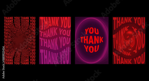 Gratitude Expressions in Vibrant Typography Against a Dark Background from a Straight-On Viewpoint