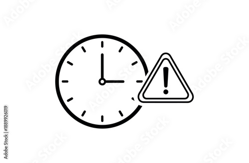 Warning clock symbol indicating urgent deadline or time sensitive alert
