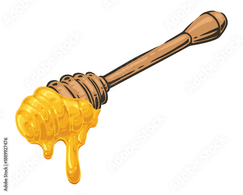 Honey drips from a spoon