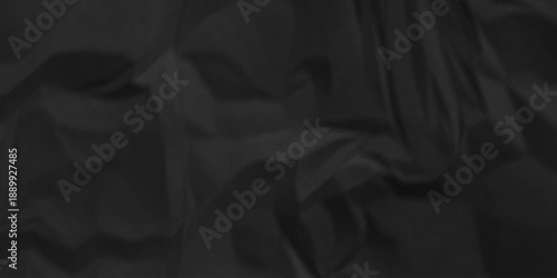 Black crumpled paper background texture pattern overlay. crinkled wrapper rumple wrinkled high resolution arts craft and Seamless black crumpled paper.
