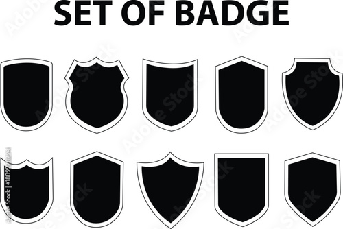 set of badge shape vector military shield silhouettes security football patches isolated.eps