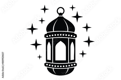 Decorative ornate lantern design with stars isolated for cultural celebrations