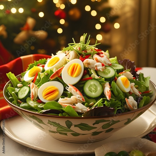Grilled shrimp salad with avocado, mango, lettuce and pistachios, dressed with lime. Healthy food. Ketogenic diet.