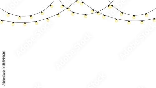 Fotografía Realistic warm glowing string lights or christmas fairy light overlay with soft