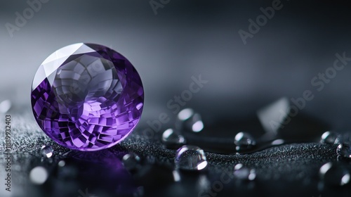 Close-up of a purple gemstone, reflecting light