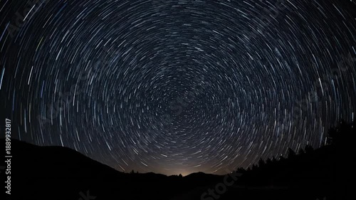 Starry Night Sky with Star Trails.