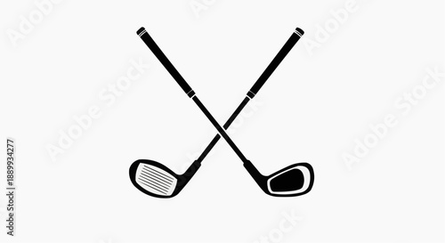 Crossed Golf Clubs Icon on White Background
