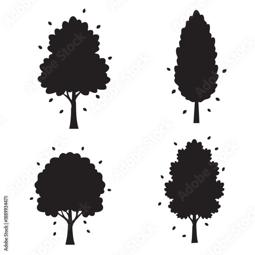 Tree Silhouettes with Dense Leaf Canopy